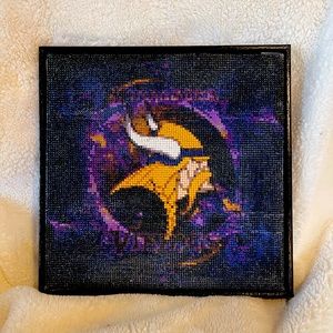 Finished diamond painting with handmade oak frame